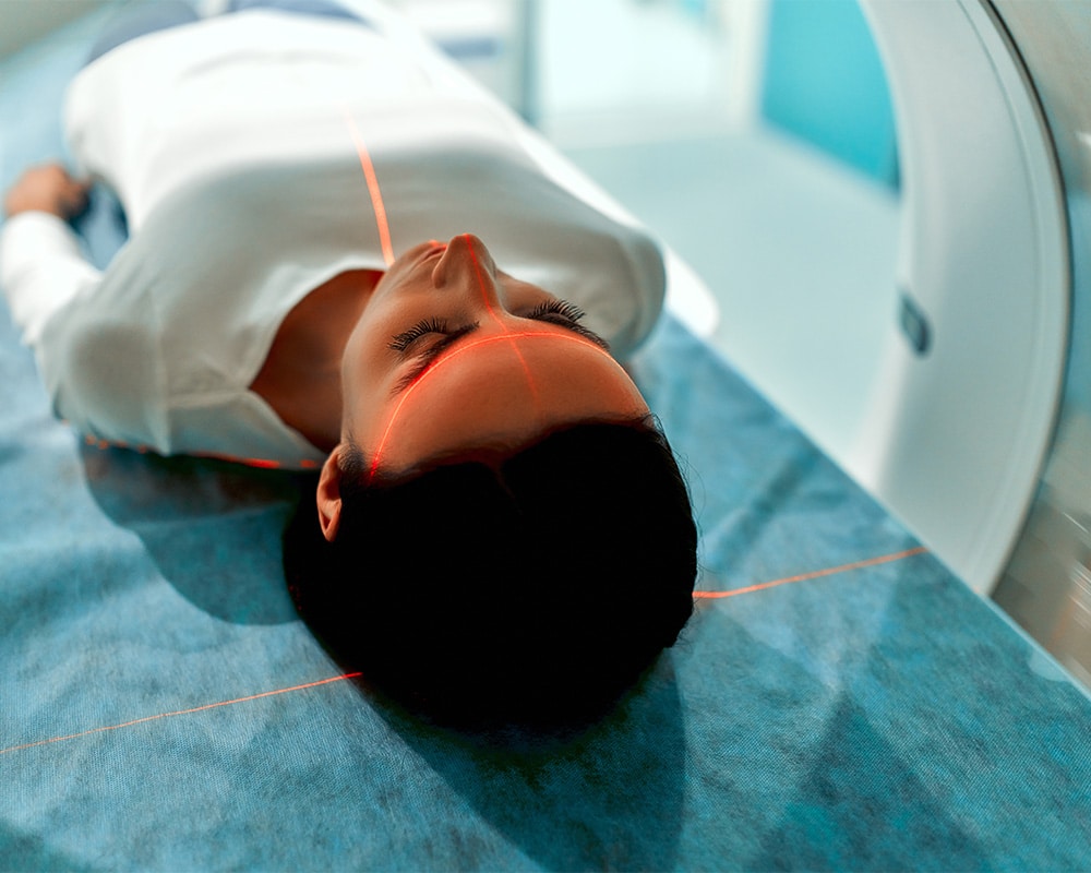 Woman in MRI scanner